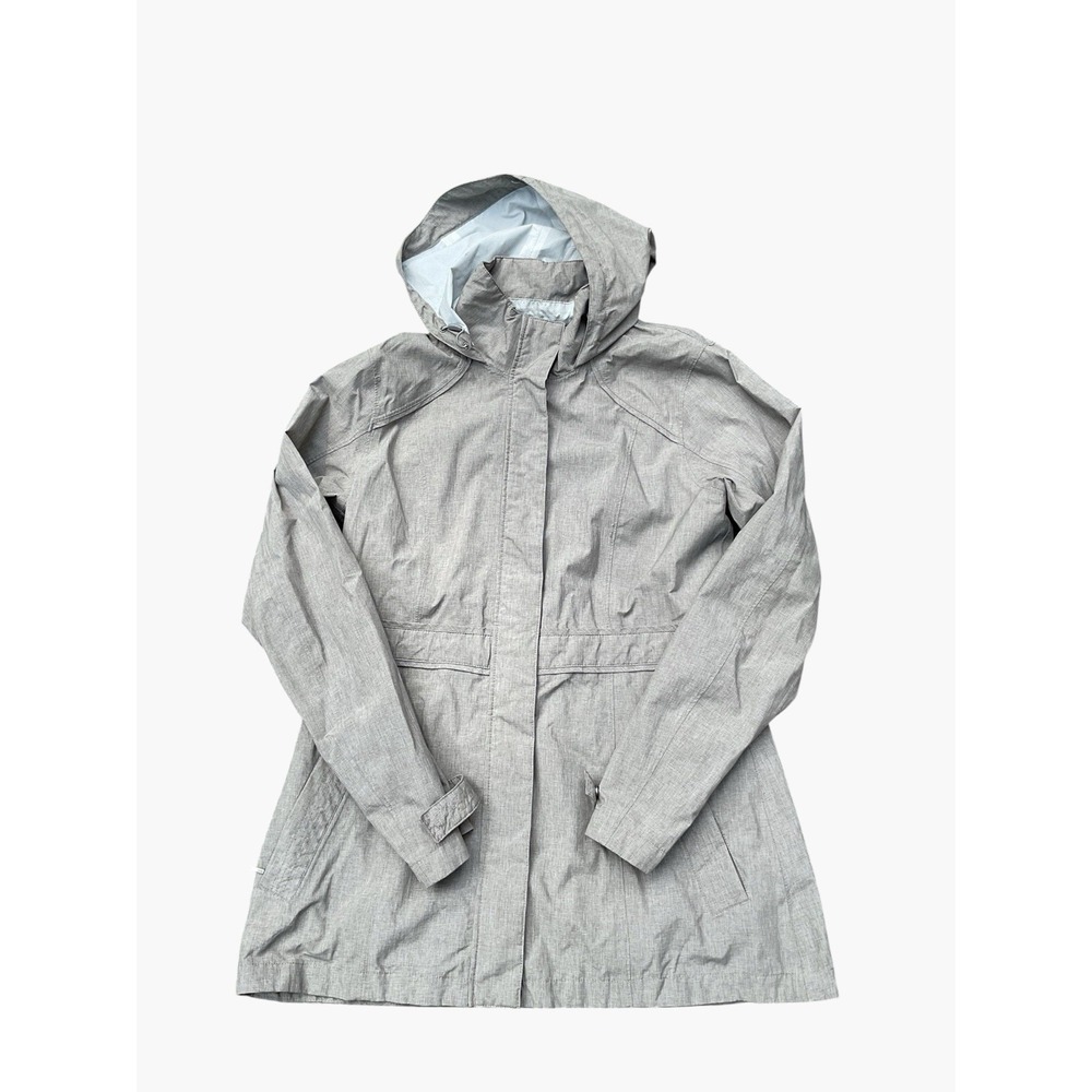 Women's Merrell Medium opti-shell Gray Grey thigh length Hooded rain jacket